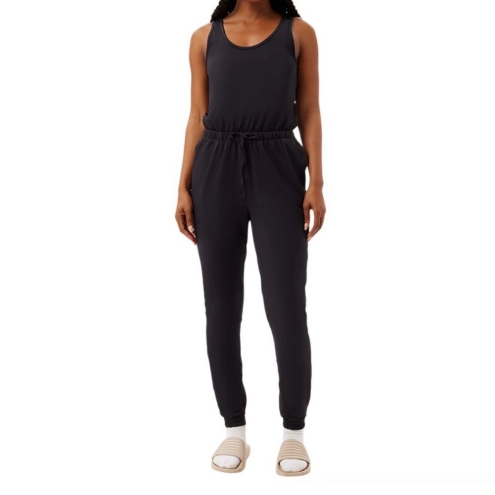 Girlfriend Collective Black Stretch Jersey Jumpsuit Jogger Women’s Large Active